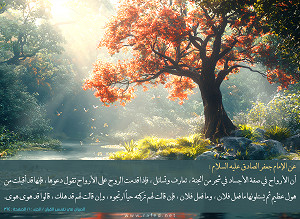 قالَ الإمامُ الْصادق  (علیه السلام): أن الأرواح في صفة الأجساد في شجر من الجنة...