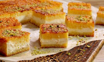 بسبوسة بالزبادي والجوز